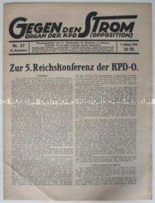 Wochenzeitung der KPD (Opposition) u.a. zur 5. Reichskonferenz der KPD (O)