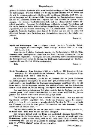 568, Henle und Schierlinger. Das Strafgesetzbuch für das Deutsche Reich. 1912