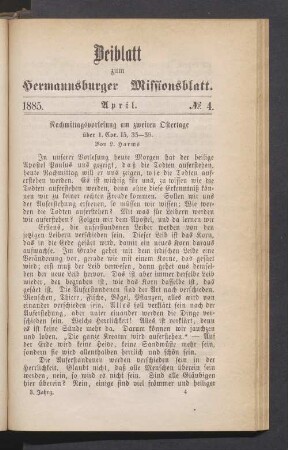 Beiblatt. N° 4. April. 1885