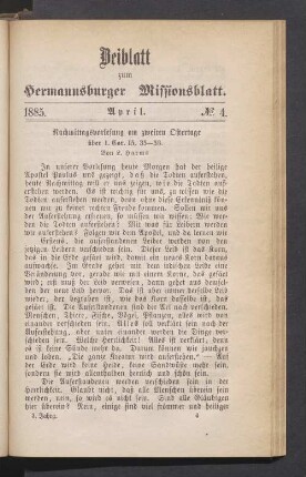 Beiblatt. N° 4. April. 1885