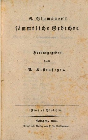 A. Blumauer's sämmtliche Werke, Zweites Bändchen. A. Blumauer's sämmtliche Gedichte ; Zweites Bändchen