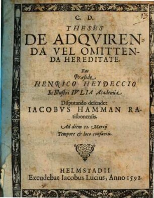 Theses De Adquirenda Vel Omittenda Hereditate