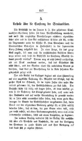 Urtheile über die Conferenz der Seminarlehrer