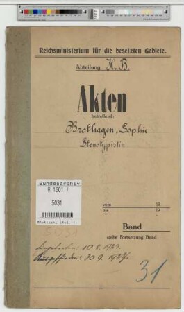 Brothagen, Sophie, geb. 26.12.1898, Stenotypistin