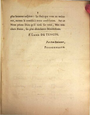 Lettre de son eminence Monseigneur le Cardinal de Tencin, Archevêque Comte de Lyon ... Adressé aux fidèles de son Diocèse