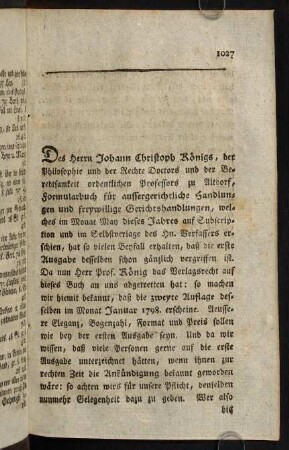 1027-1028, Des Herrn Johann Cristoph Königs, ...