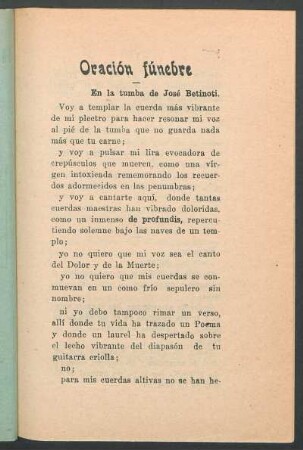 Oración fúnebre : En la tumba de José Betinoti.