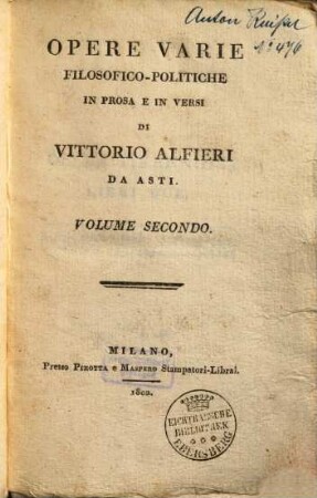 Opere, 7.. Opere varie filosofico-politiche in prosa e in versi