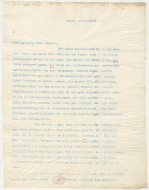 Brief an Fritz Jürgens : 16.11.1911