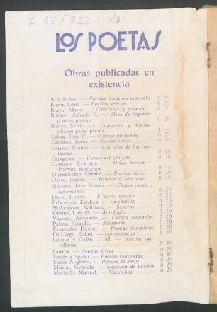 Obras publicadas en existencía