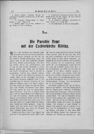 Die Parochie Nemt mit der Tochterkirche Körlitz