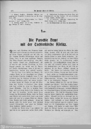 Die Parochie Nemt mit der Tochterkirche Körlitz