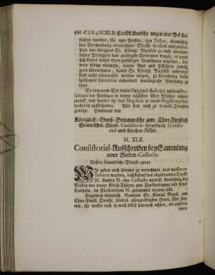 N. XLII. Consistorial-Ausschreiben bey Sammlung einer Becken-Collecte.