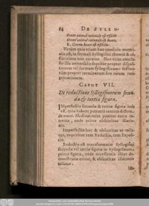 Caput VII. De reductione Syllogismorum secundae & tertiae figurae.
