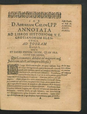 Annotata Ad Libros Historicos V. T. Grotianorum Elenctica.