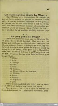 § 18. Die zwölf Zeichen der Ekliptik