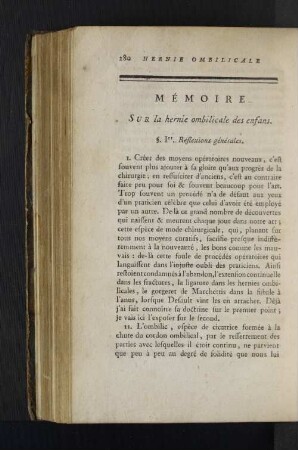 Mémoire sur la hernie ombilicale des enfans.