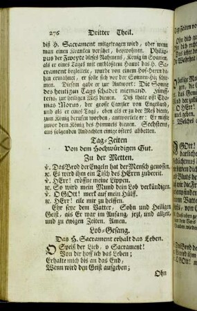 Tag-Zeiten Von dem Hochwürdigen Gut