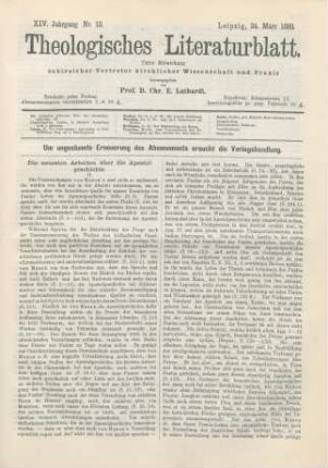 137-139 Die neuesten Arbeiten über die Apostelgeschichte