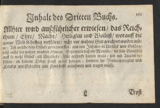 Inhalt des Dritten Buchs.