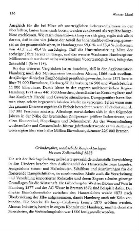 Gründerjahre, wechselnde Konjukturlagen bis zum Zollanschluß 1888