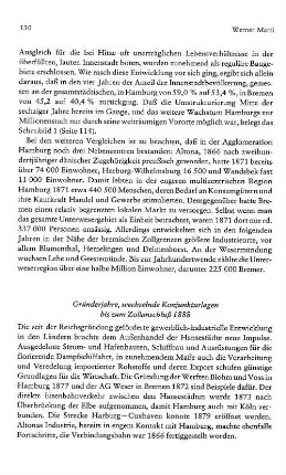 Gründerjahre, wechselnde Konjukturlagen bis zum Zollanschluß 1888