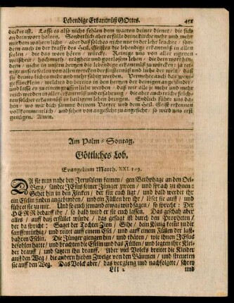 Am Palm-Sontag. Göttliches Lob.
