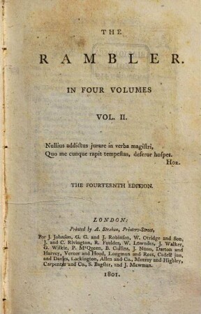 The rambler. 2. 1801 = 1750, 22. Sept. - 1751, 19. März = Nr. 54 - 105