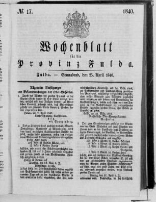 Nr. 17, Ausgabe vom 25. April 1840