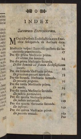Index. Sacrorum Exercitiorum