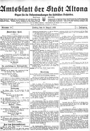 Nummer 38 : Freitag, den 19. August 1921