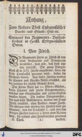 Anhang zum Andern Theil Eydgnoßischer Bunds- und Staats-Geschichte.