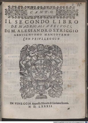 IL SECONDO LIBRO DE MADRIGALI A SEI VOCI