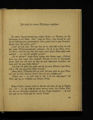 Ich muß dir etwas Wichtiges erzählen!