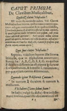 Caput Primum. De Clavibus Musicalibus.