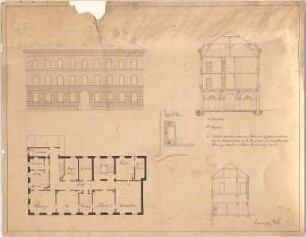 Voit, Johann Michael; Kaufbeuren; Landgerichtsgebäude - Lageplan, Ansicht, Querschnitte