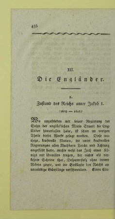 1. Zustand des Reichs unter Jakob I. (1603 - 1625.)