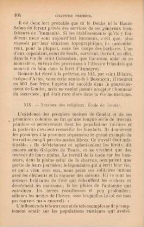 XIX. - Travaux des religieux. École de Condat