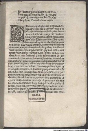 Oratio in adventu Petri Baroccii episcopi Patavini : Padua, 1487.06.25