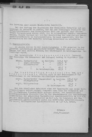 Der tatsächliche Stundenverdienst im der Textilindustrie 1949