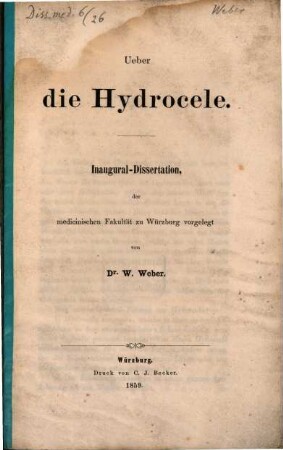 Ueber die Hydrocele
