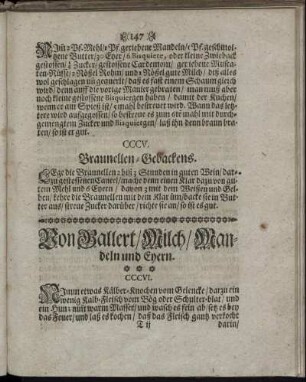 Von Gallert/ Milch/ Mandeln und Eyern.