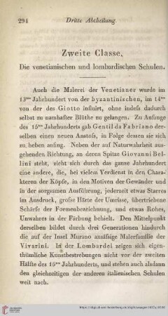 Zweite Classe. Die venetianischen und lombardischen Schulen.