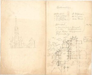 Schmidt, Friedrich von; Skizzen und Reisezeichnungen - Grundrisse, Details; Kirche (Studie)