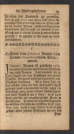 V. Historie von Johannes Bruen von Bruen=Staplefort einem Edelmann