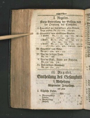 I. Register. Kurze Anweisung der Gesänge nach der Ordnung des Catechismi.