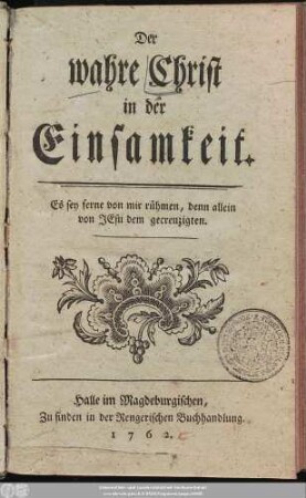 Der wahre Christ in der Einsamkeit