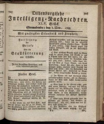 XLV. Stück. Sonnabends : den 8. Nov., 1788.