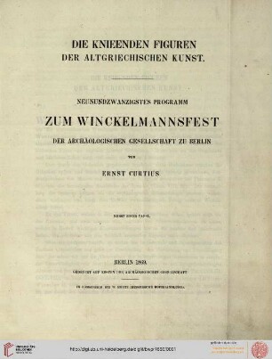 Band 29: Programm zum Winckelmannsfeste der Archäologischen Gesellschaft zu Berlin: Die knieenden Figuren der altgriechischen Kunst
