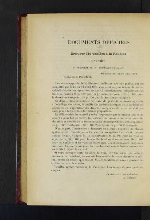 Documents Officiels.